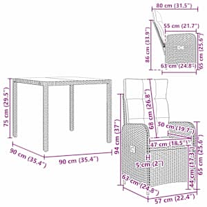 Zahradní jídelní sada 3 pcs Beige a krémová bílá - obrázek 11