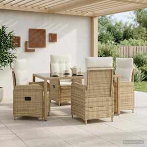 Zahradní jídelní sada 5 pcs Beige a krémová bílá - obrázek 1