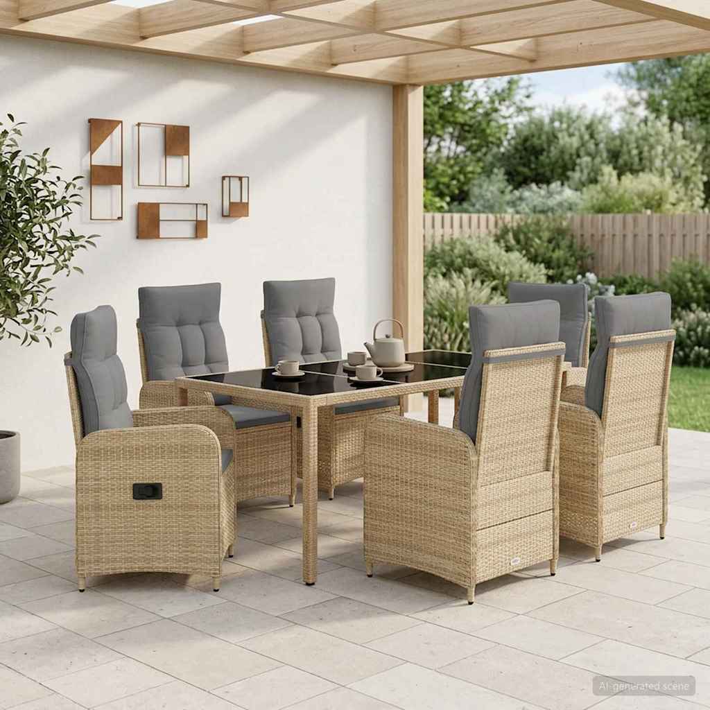 Utomhusmatbord 7 pcs och Ljusgrå