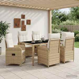 Zahradní jídelní sada 7 pcs Beige a krémová bílá - obrázek 1