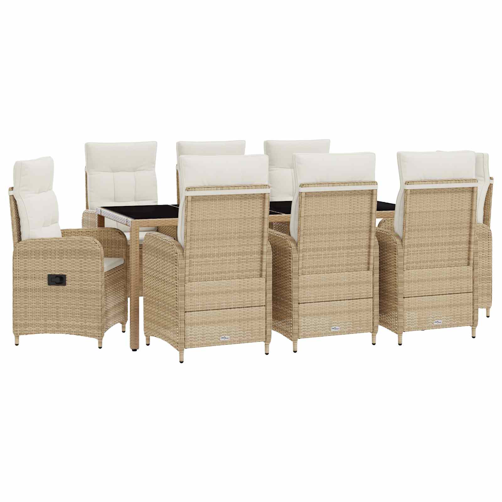 vidaXL Outdoortisch-Set 9 pcs Beige und Cremeweiß 190 x 90 x 75 cm