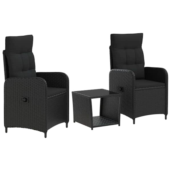 vidaXL Aia lounge komplekt 3 tk Must PE rattan ja pulberkattega teras