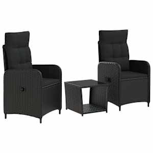 Zahradní lounge set 3 ks Černá 45 x 45 x 40 cm - obrázek 2