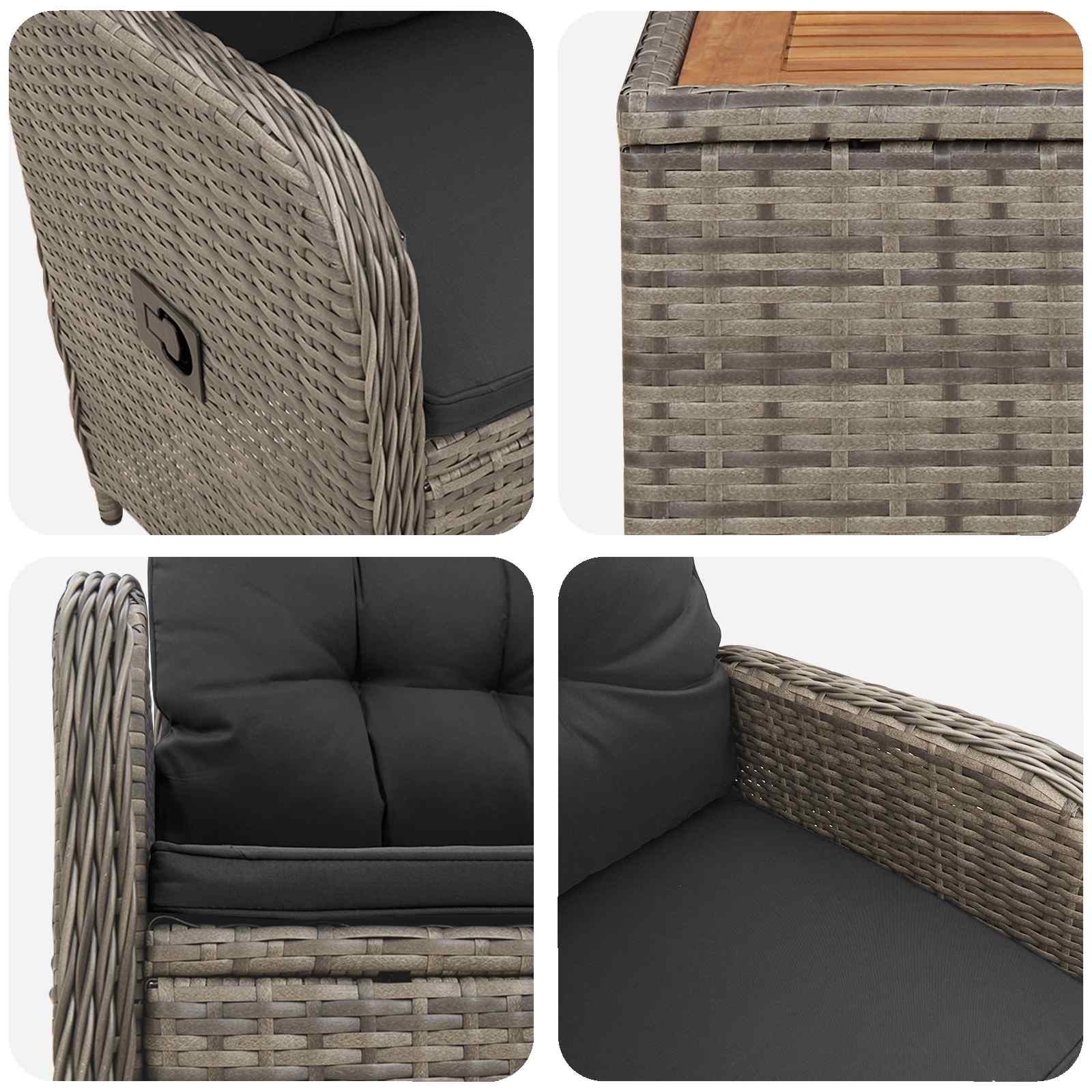 vidaXL Tuin loungeset 3 st Licht Grijs en Donker Grijs