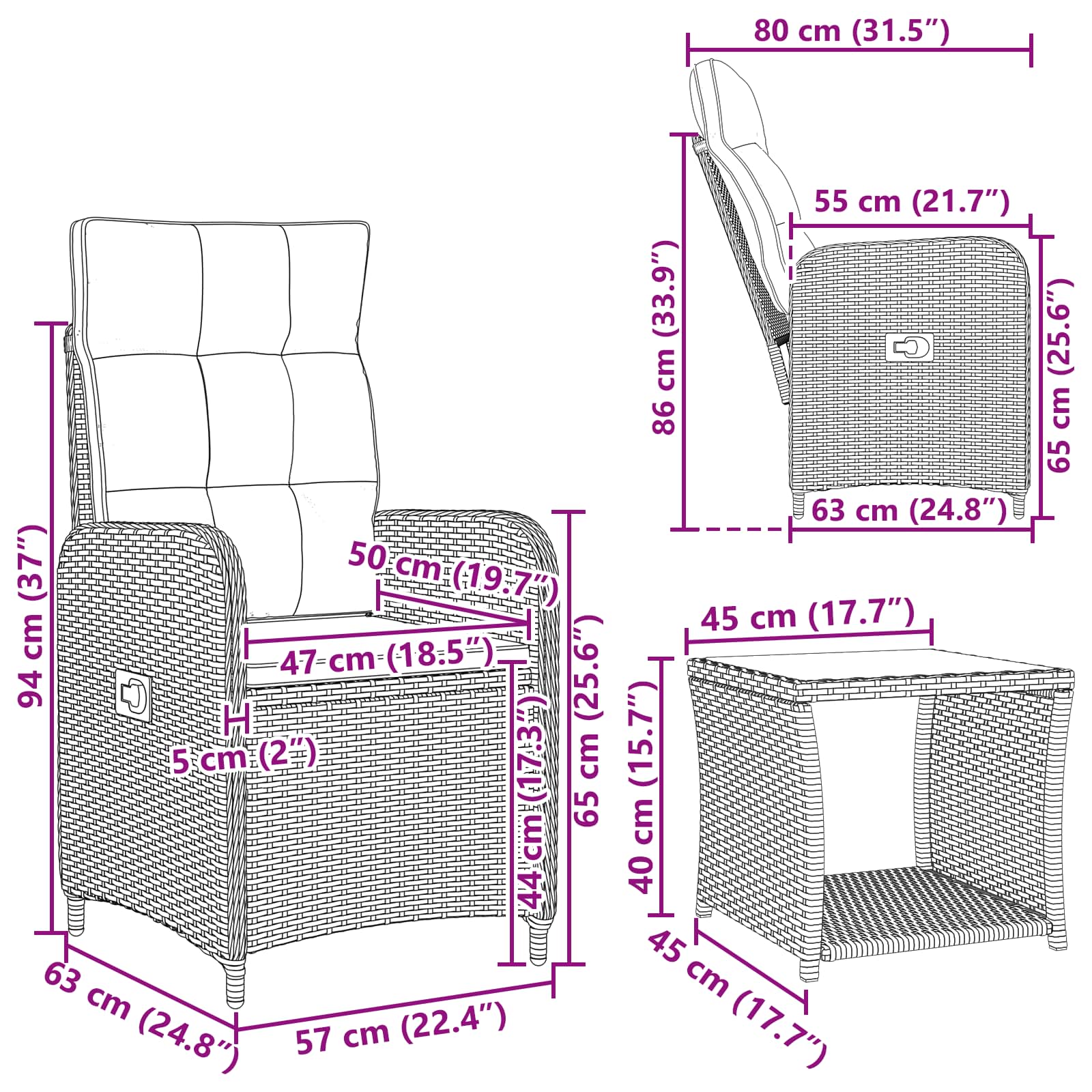vidaXL Garten-Lounge-Set 3 stk. – Bild 11