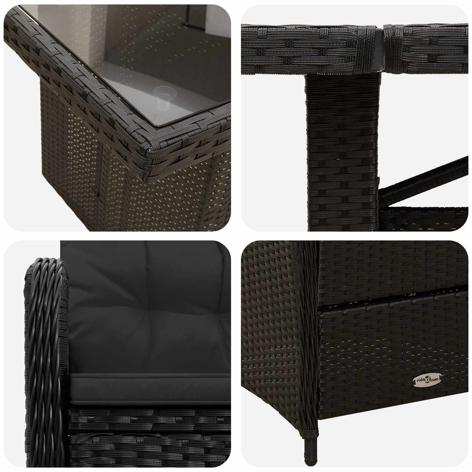 vidaXL Outdoortisch-Set 11 stk. Schwarz 240 x 90 x 75 cm Poly-Rattan – Bild 7