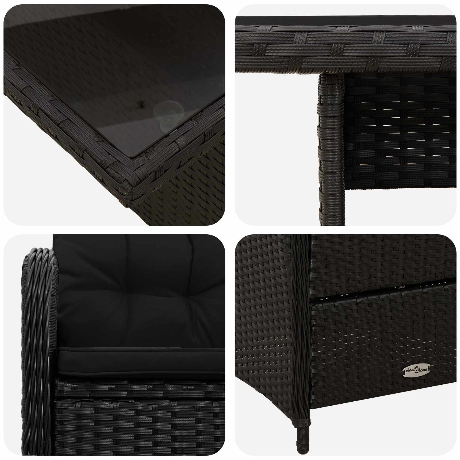 Zunanja jedilnica 3 pcs Črna poli ratan - slika 6