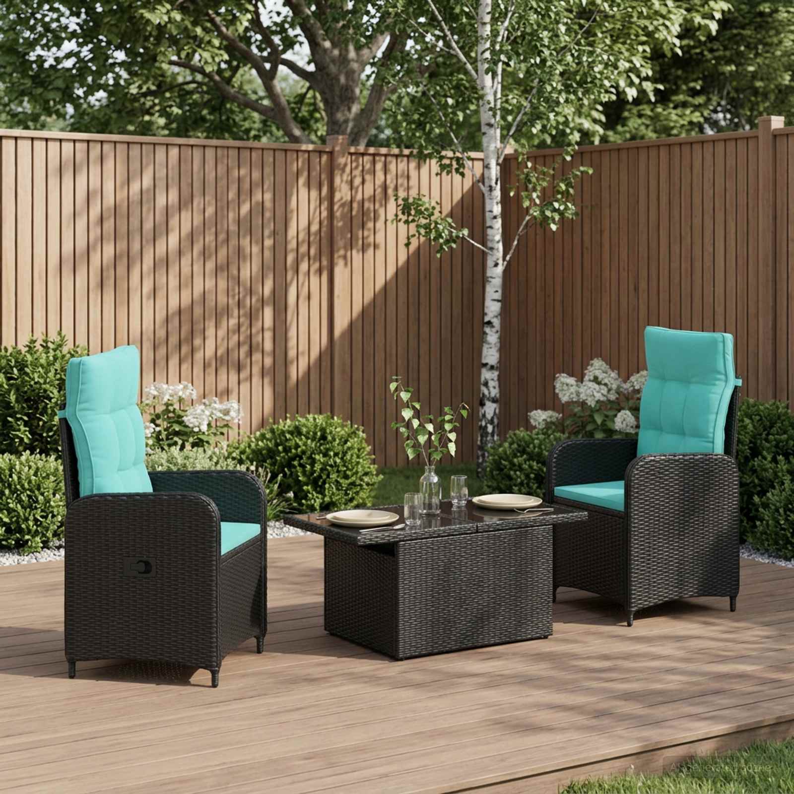 Zunanja jedilnica 3 pcs poli ratan - slika 3