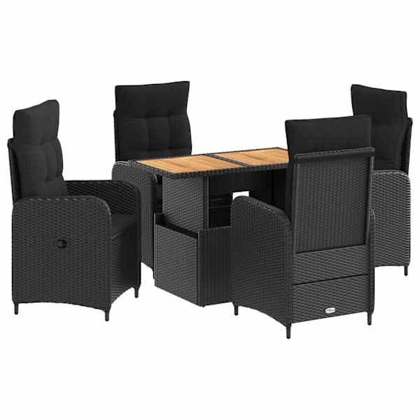 vidaXL &Otilde;ues&ouml;&ouml;gi komplekt 5 tk Must