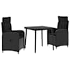 vidaXL Diivanilaua komplekt 3 tk Must 80 x 80 x 74 cm