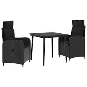 Sada konferenčních stolků s polštářem s polštářem 3 pcs Černá - obrázek 2