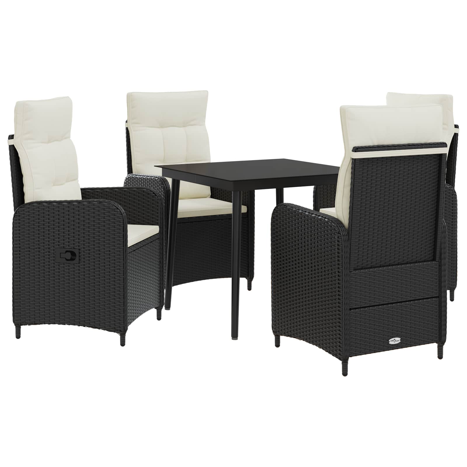 Bank tafel set met kussen met kussen 5 pcs Zwart en Cream Wit