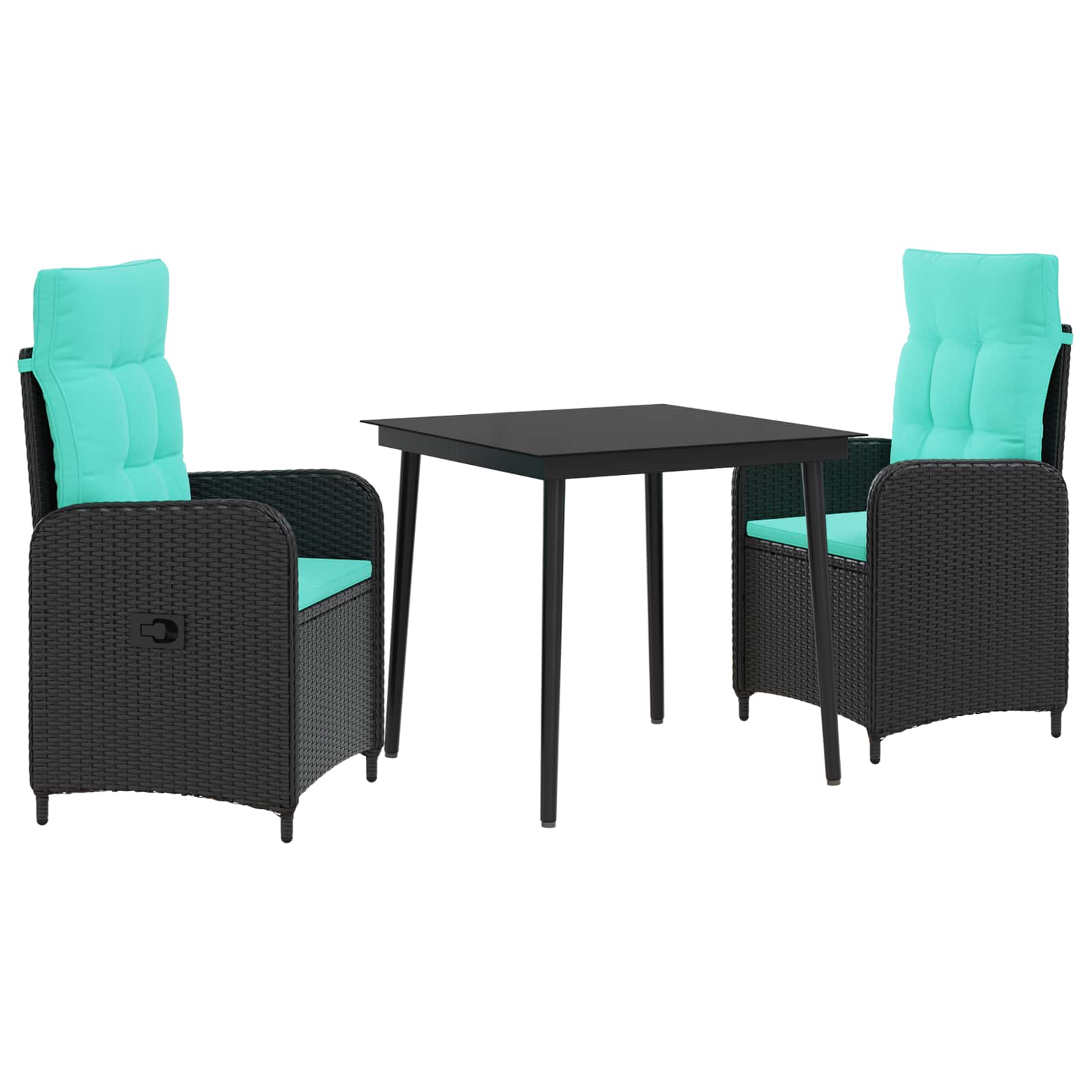 Set miz za kavč 3 pcs PE ratan in prašno premazano jeklo - slika 2