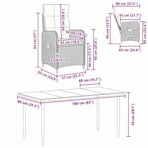 Sada konferenčních stolků s polštářem s polštářem 5 pcs - obrázek 9