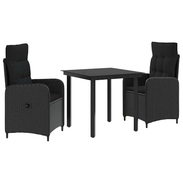 vidaXL Aia s&ouml;&ouml;gilaudade komplekt 3 tk Must