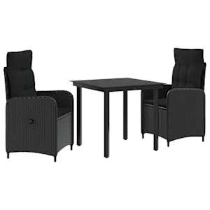 Sada konferenčních stolků s polštářem s polštářem 3 pcs Černá