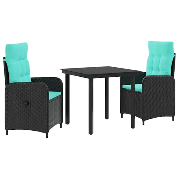 vidaXL Aia s&ouml;&ouml;gilaudade komplekt 3 tk PE rattan ja pulberkattega teras
