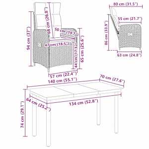 Sada konferenčních stolků s polštářem s polštářem 5 pcs Černá - obrázek 9