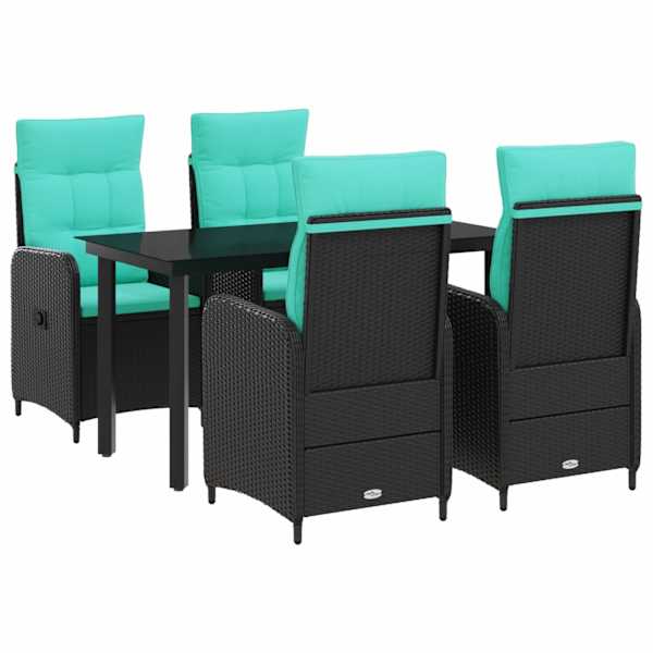 vidaXL Aia s&ouml;&ouml;gilaudade komplekt 5 tk PE rattan ja pulberkattega teras