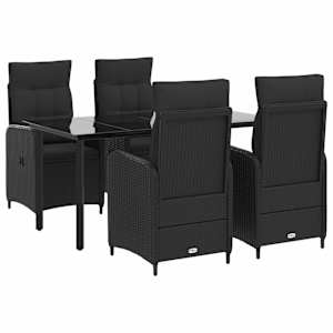vidaXL Aia s&ouml;&ouml;gilaudade komplekt 5 tk PE rattan ja pulberkattega teras