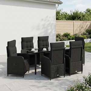 Set miz za kavč 7 pcs PE ratan in prašno premazano jeklo