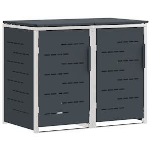 vidaXL Ratastega pr&uuml;gikasti hoidmine for 2 Bins 240L Roostevaba teras