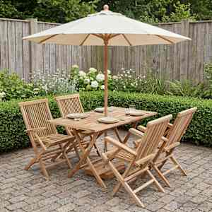 Set vrtn furniture 5 kos Naravna Trden tikov les