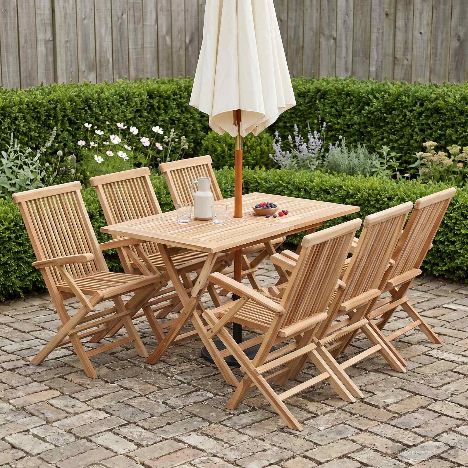 Set vrtn furniture 7 kos Naravna Trden tikov les
