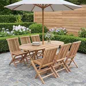 Set vrtn furniture 7 kos Naravna Trden tikov les