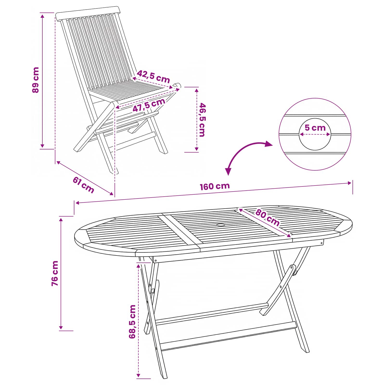 Set vrtn furniture 9 kos Naravna Trden tikov les - slika 9
