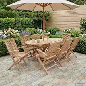 Set vrtn furniture 9 kos Naravna Trden tikov les