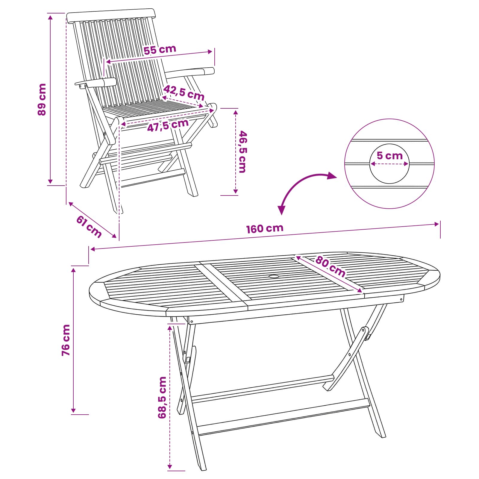 Set vrtn furniture 9 kos Naravna Trden tikov les - slika 9