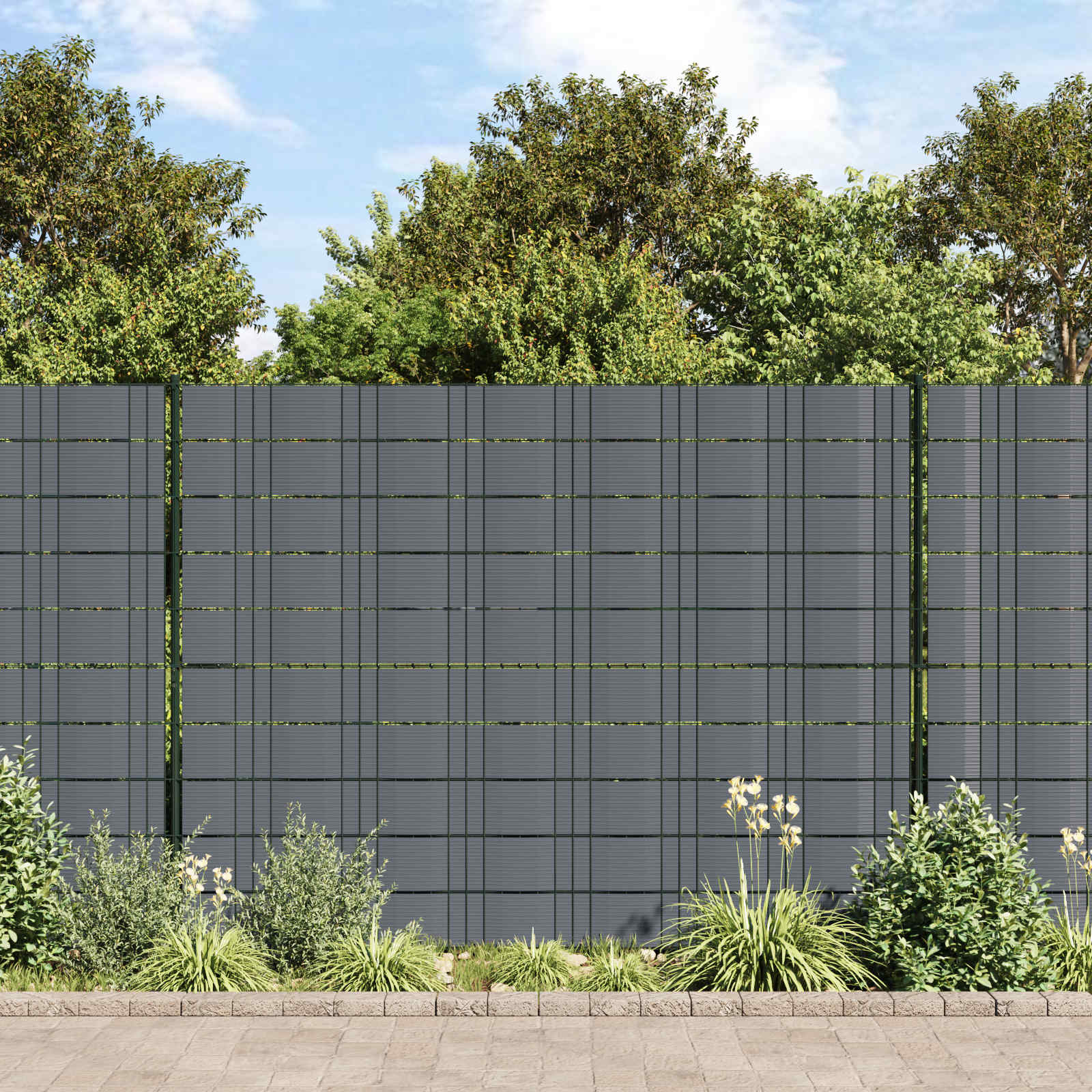 vidaXL Bandă de intimitate pentru gard Gri închis