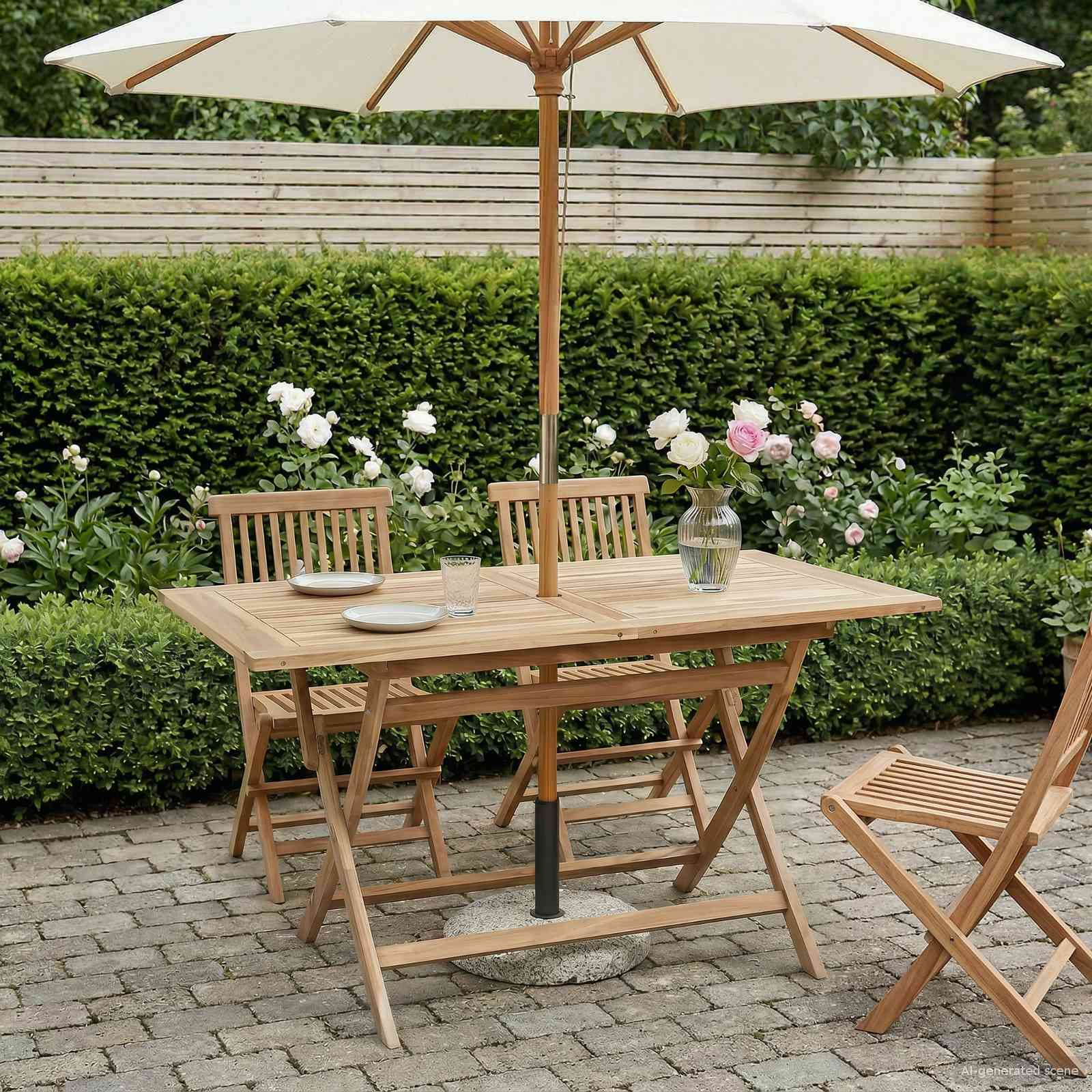 Vouw Tuin Tafel Naturel 120 x 70 x 75,5 cm Massief Teakhout image 1