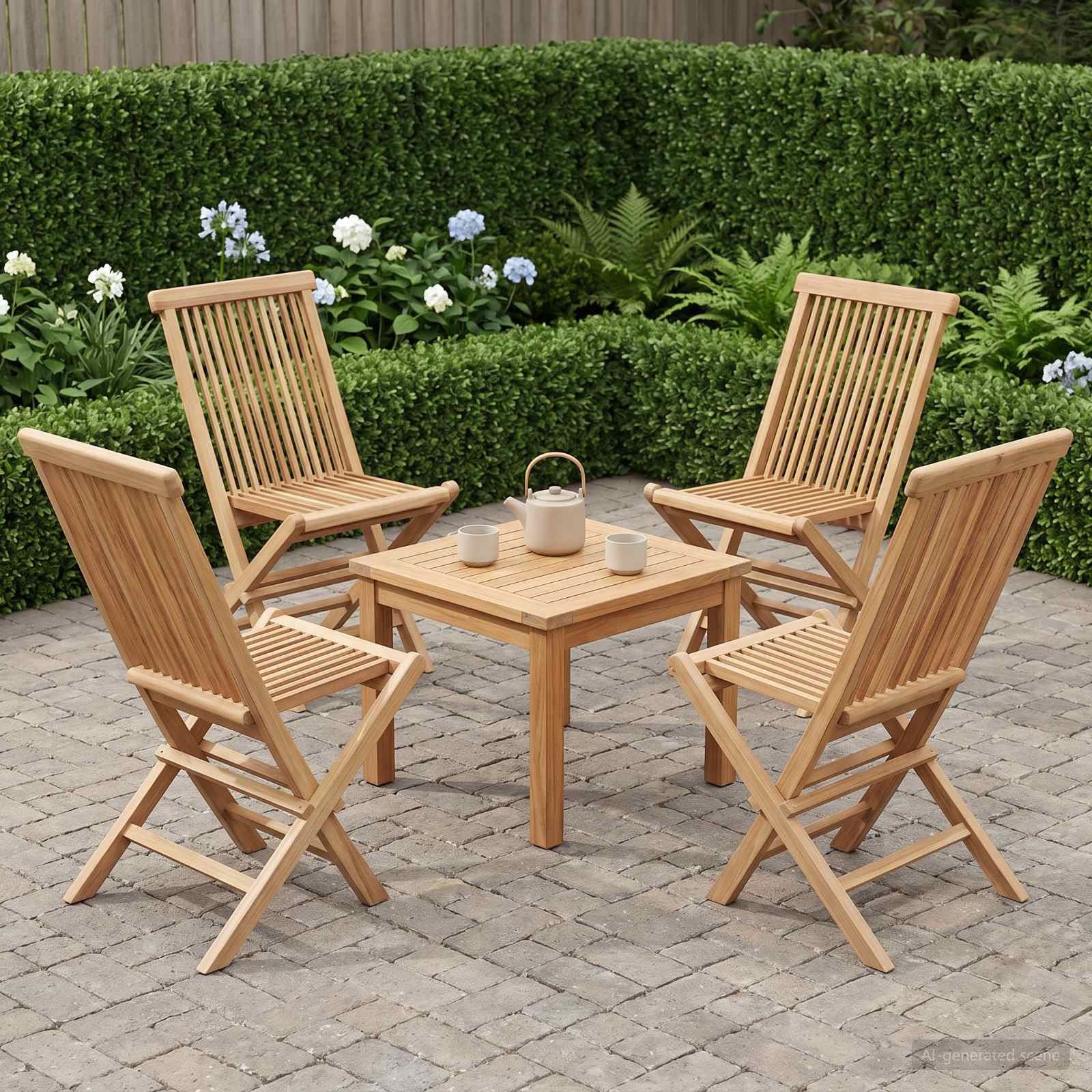 Opvouwbare Tuinstoel 4 pcs Naturel Massief Teakhout image 1