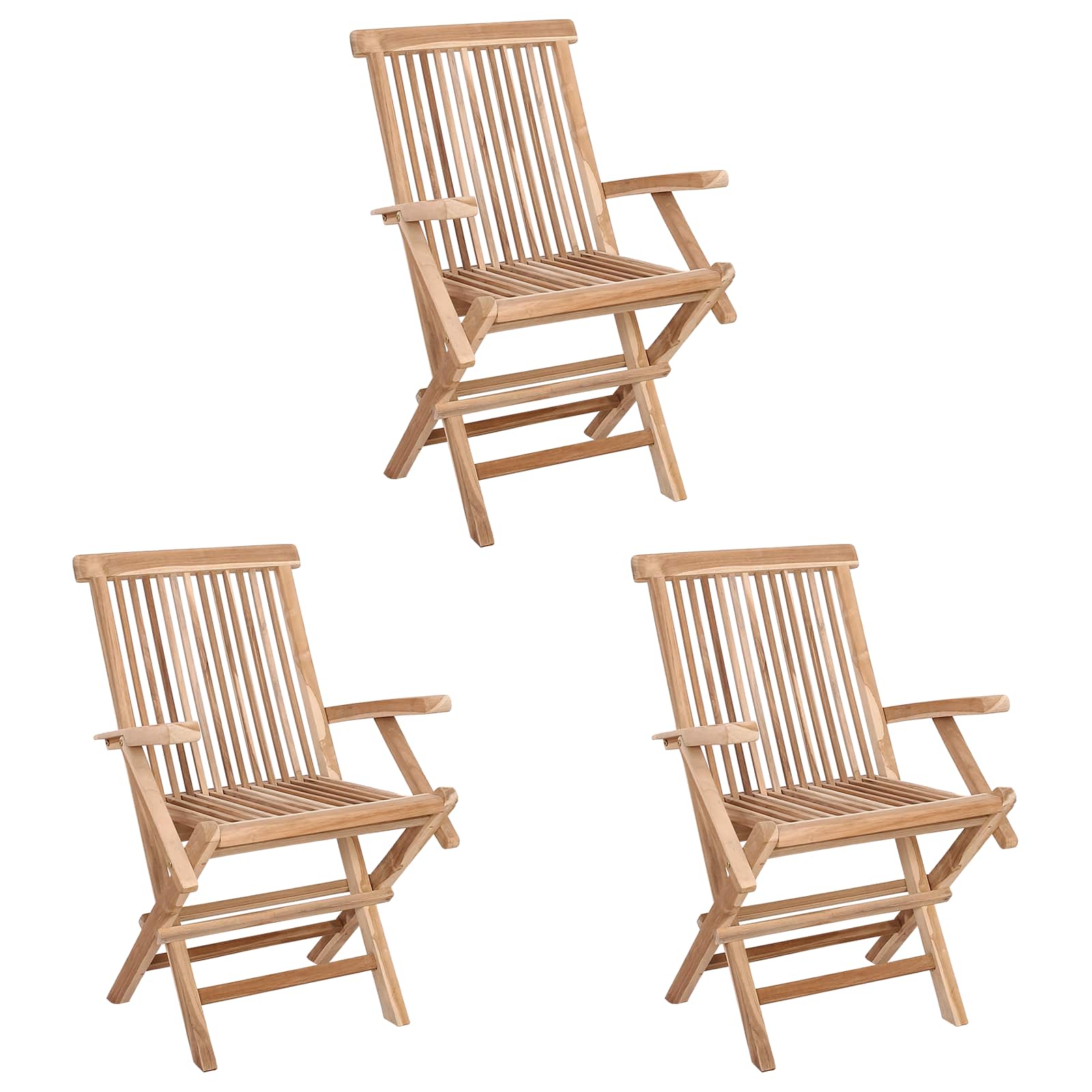 Opvouwbare Tuinstoel 3 pcs Naturel Massief Teakhout image 2