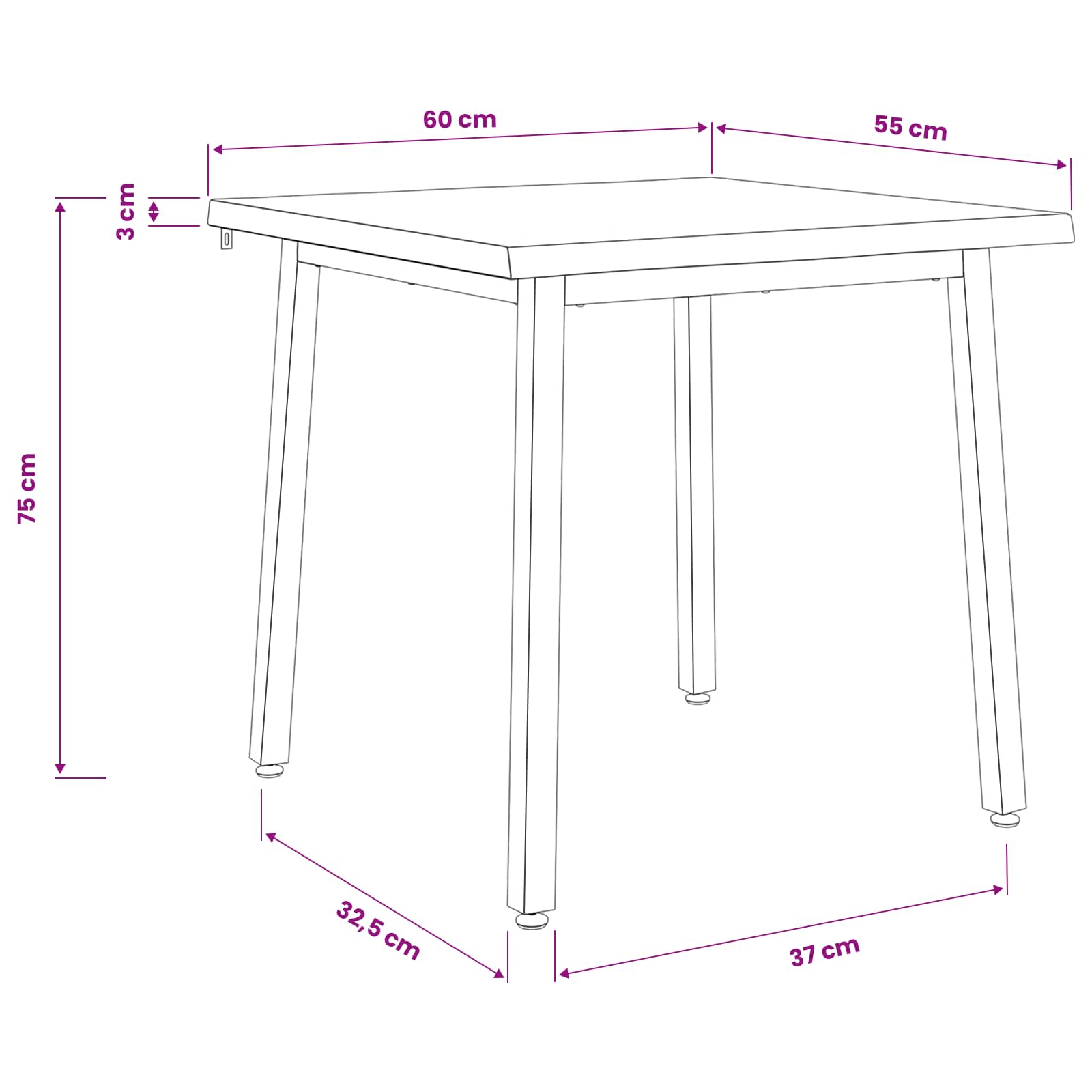60 x 55 x 75 cm Massief Acaciahout Wit Rechthoekig image 9