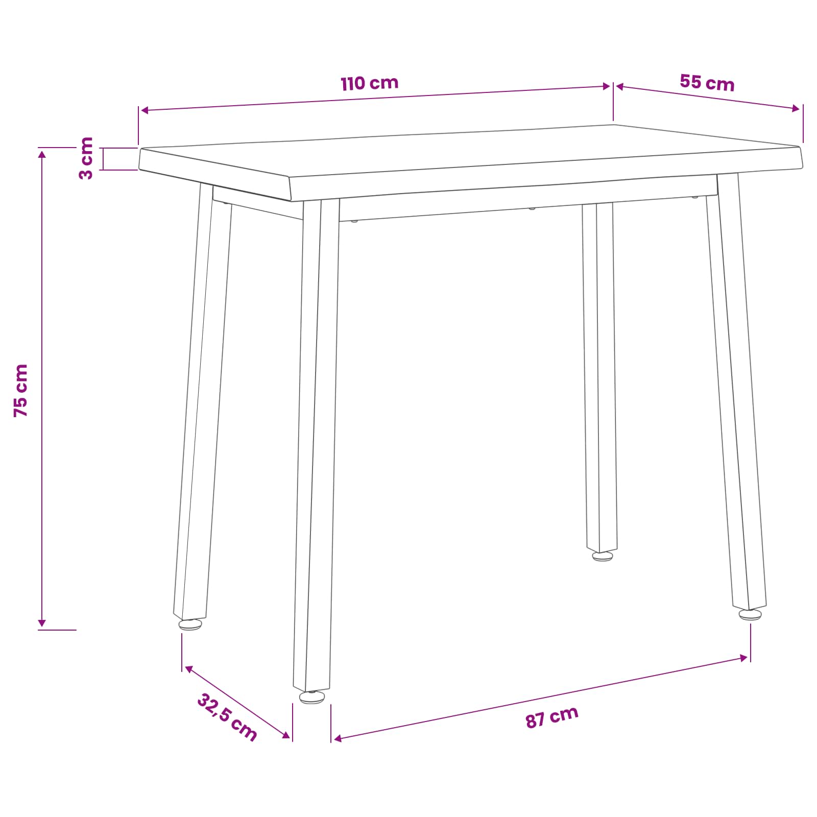 110 x 55 x 75 cm Massief Acaciahout Donkerbruin en Wit image 11
