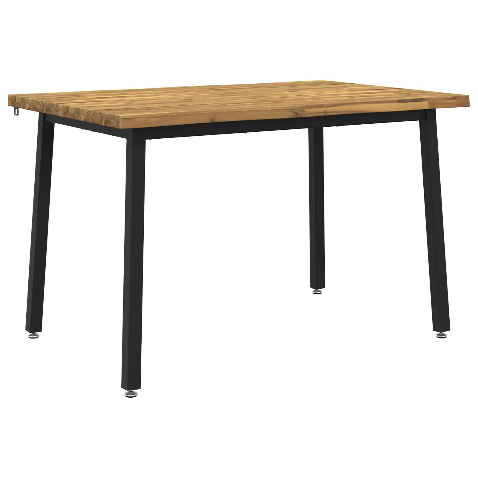 vidaXL 120 x 70 x 75 cm Massivt Akaciaträ Vit och svart Rektangulär