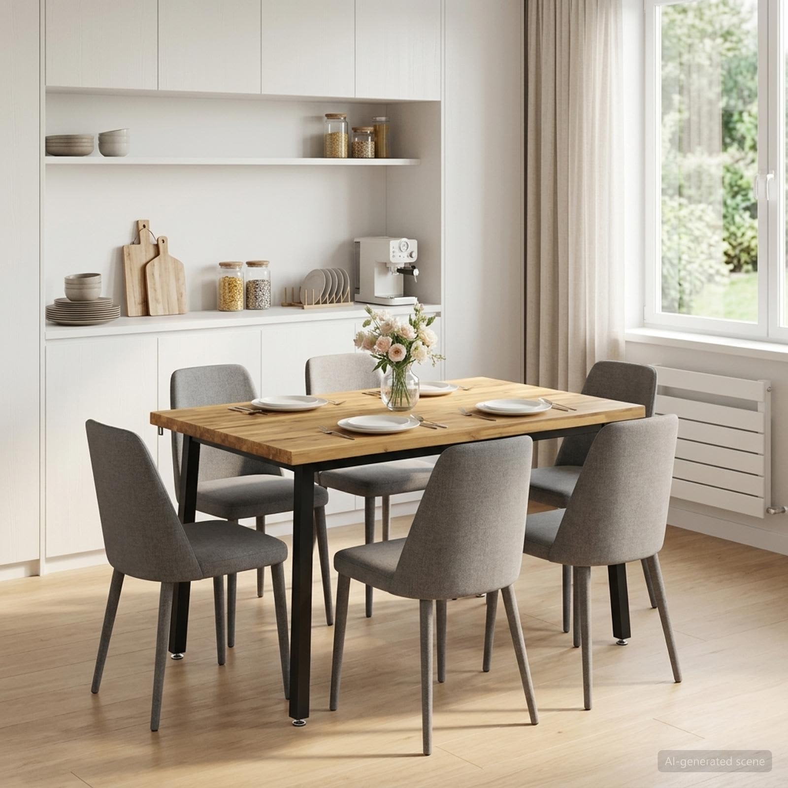 vidaXL 120 x 80 x 75 cm Massivt Akacietræ Hvid og sort Rektangulær
