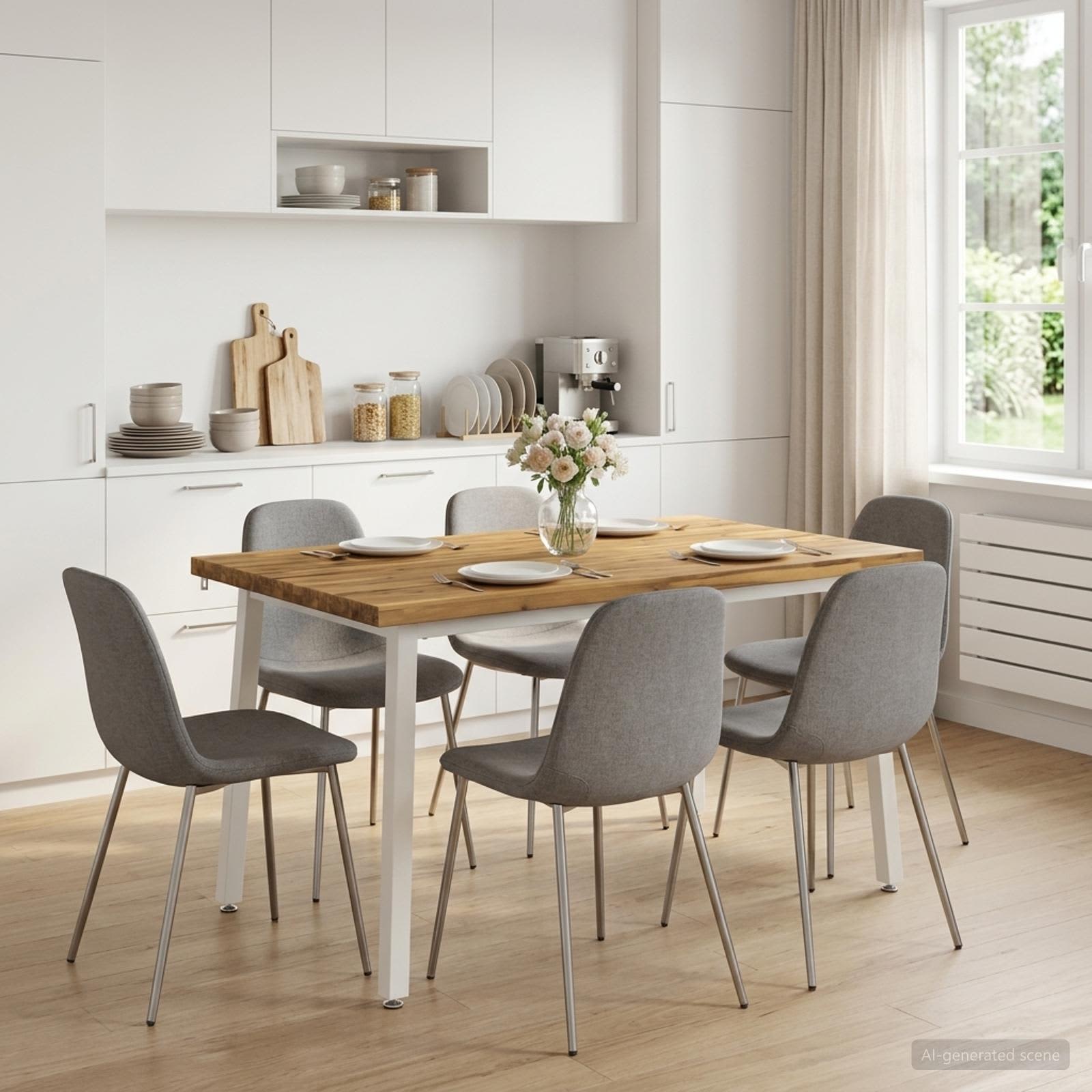 120 x 70 x 75 cm Massief Acaciahout Wit Rechthoekig image 3