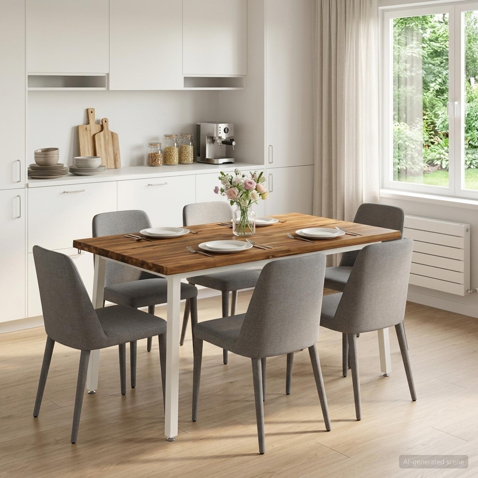 vidaXL 140 x 70 x 75 cm Massivt Akaciatr&auml; Naturlig och vit Rektangul&auml;r