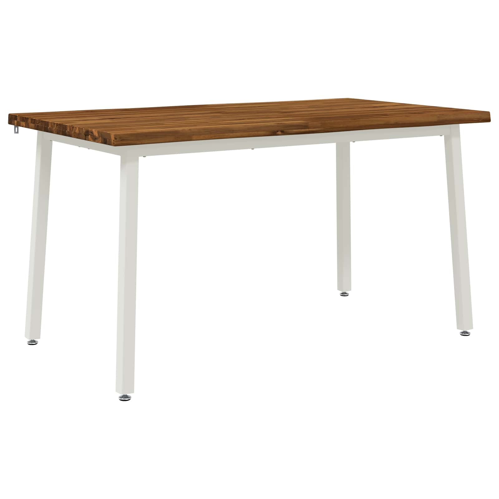 vidaXL 140 x 80 x 75 cm Massivt Akaciaträ Naturlig och vit Rektangulär