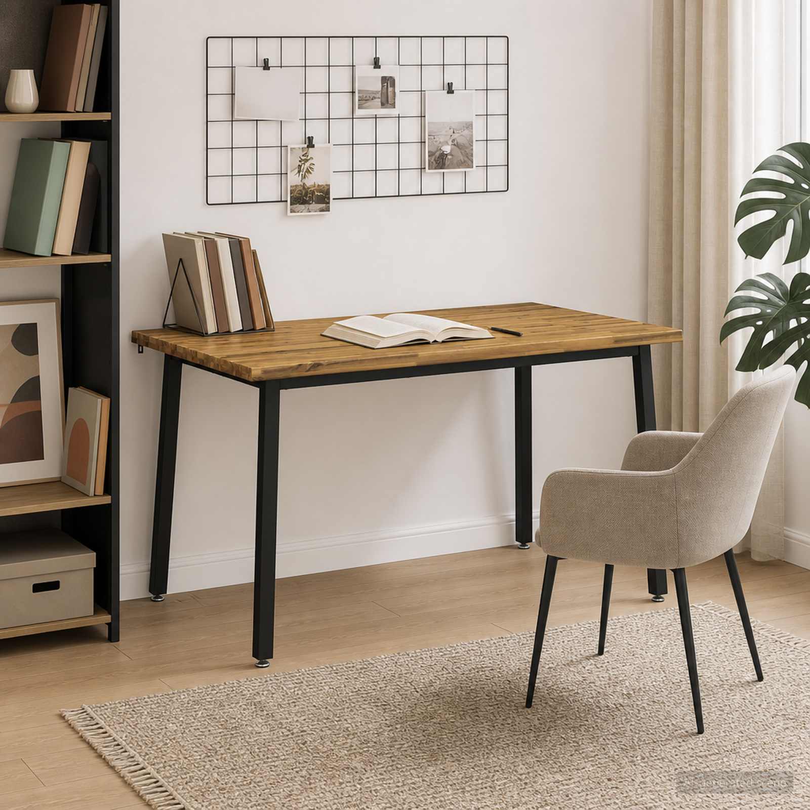 Live Edge Eettafel 140 x 90 x 75 cm Massief Acaciahout Wit image 1