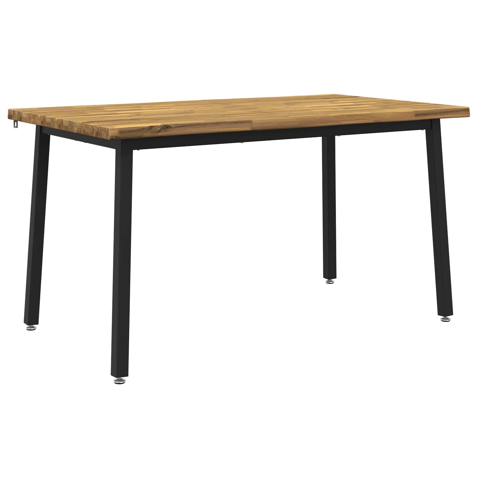 vidaXL 140 x 80 x 75 cm Massivt Akaciaträ Vit och svart Rektangulär