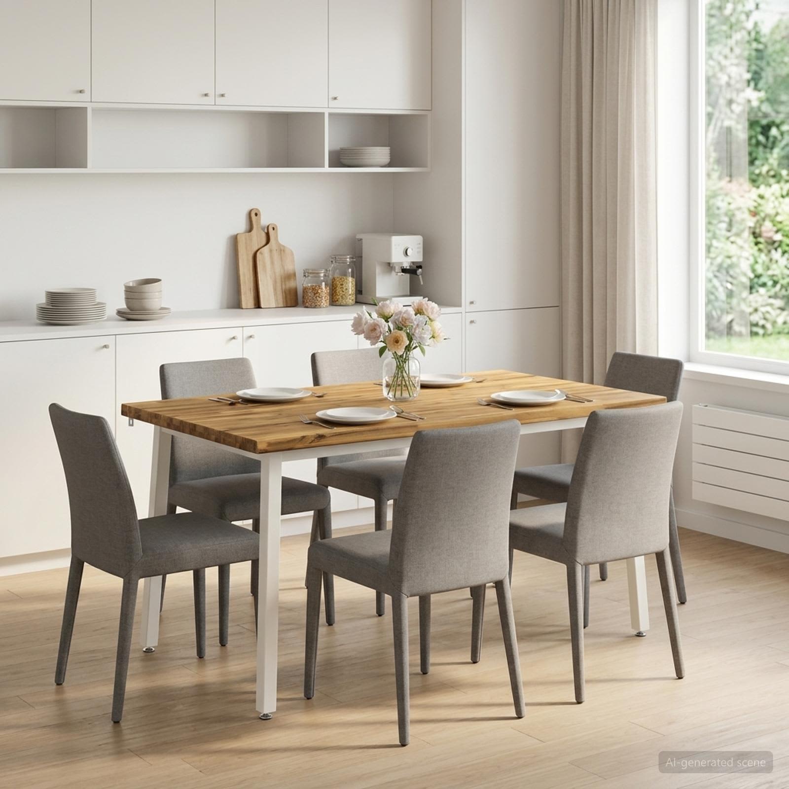 vidaXL 140 x 70 x 75 cm Massivt Akacietræ Hvid Rektangulær