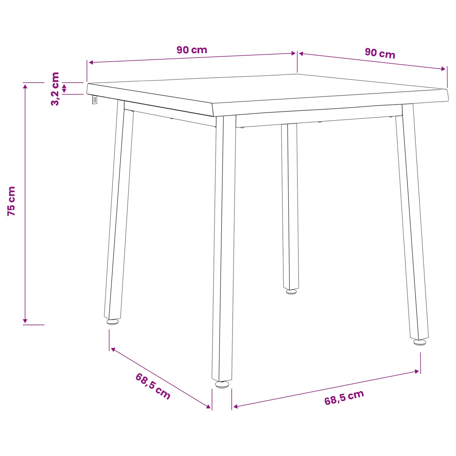 90 x 90 x 75 cm Massief Acaciahout Donkerbruin en Zwart image 9