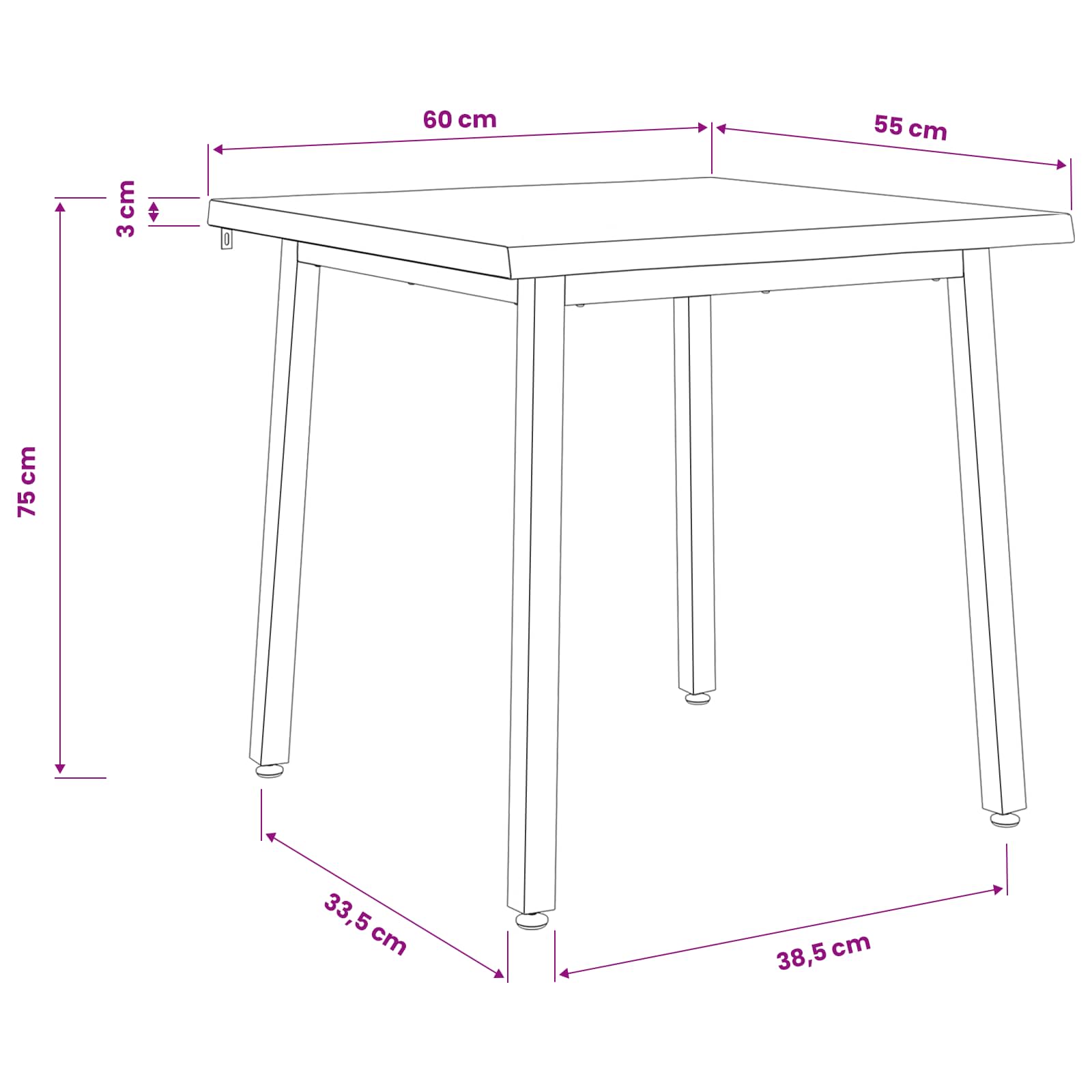 60 x 55 x 75 cm Massief Acaciahout Donkerbruin en Zwart image 8
