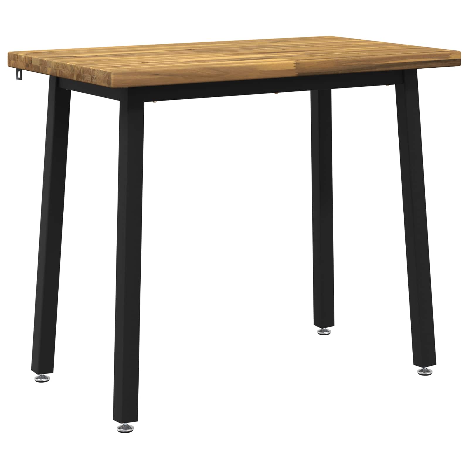 vidaXL 110 x 55 x 75 cm Massivt Akaciaträ Vit och svart Rektangulär