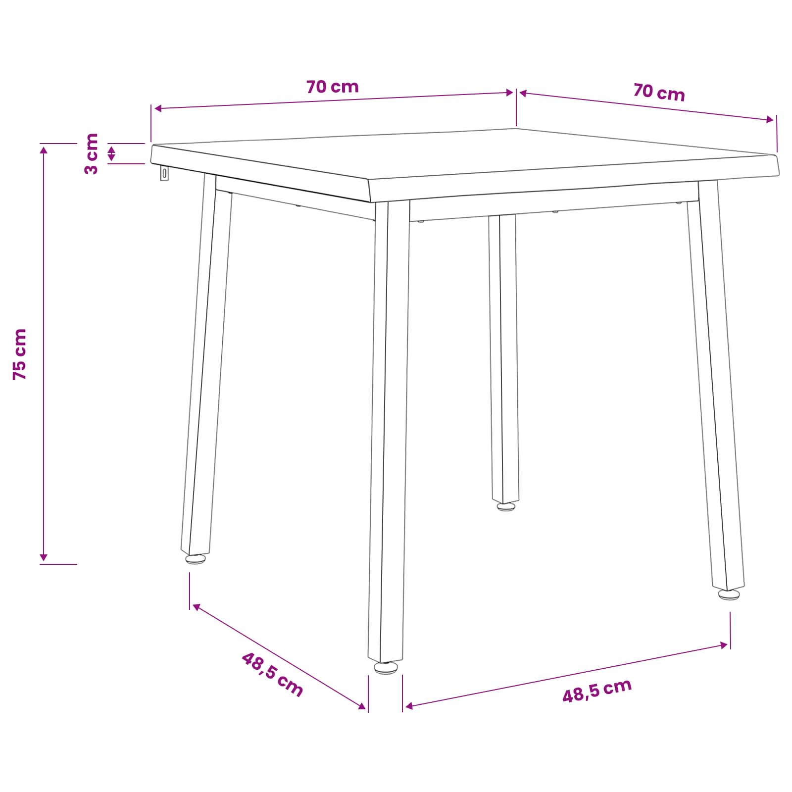 70 x 70 x 75 cm Massief Acaciahout Donkerbruin en Zwart image 8